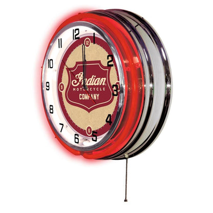 Indian Motorcycle Shield 19" Neon Clock