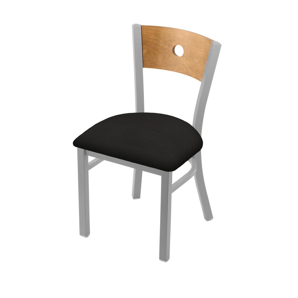 630 Voltaire 18" Chair with Anodized Nickel Finish, Medium Back, and Canter Espresso Seat