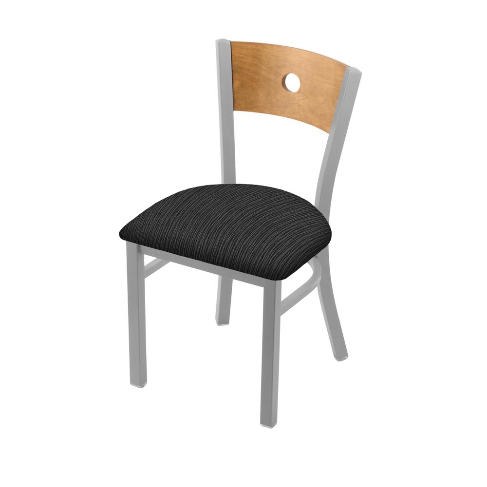 630 Voltaire 18" Chair with Anodized Nickel Finish, Medium Back, and Graph Coal Seat
