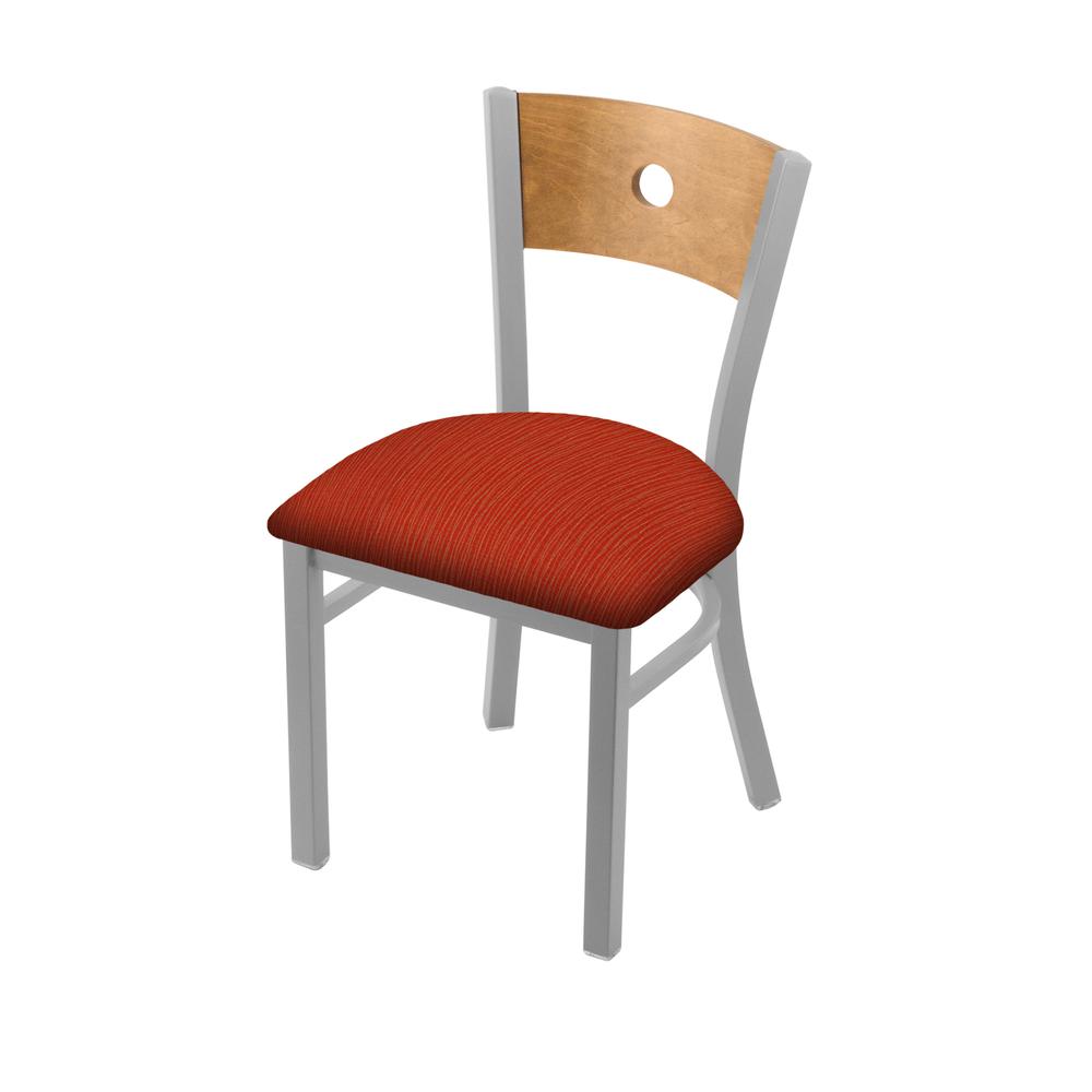 630 Voltaire 18" Chair with Anodized Nickel Finish, Medium Back, and Graph Poppy Seat