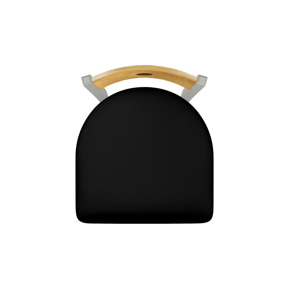 630 Voltaire 18" Chair with Anodized Nickel Finish, Medium Back, and Black Vinyl Seat
