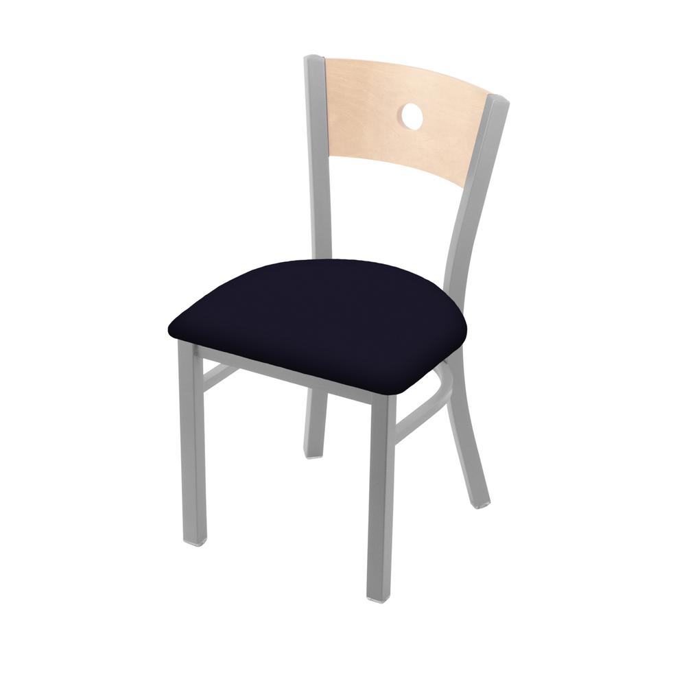 630 Voltaire 18" Chair with Anodized Nickel Finish, Natural Back, and Canter Twilight Seat