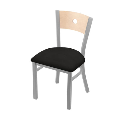 630 Voltaire 18" Chair with Anodized Nickel Finish, Natural Back, and Canter Espresso Seat