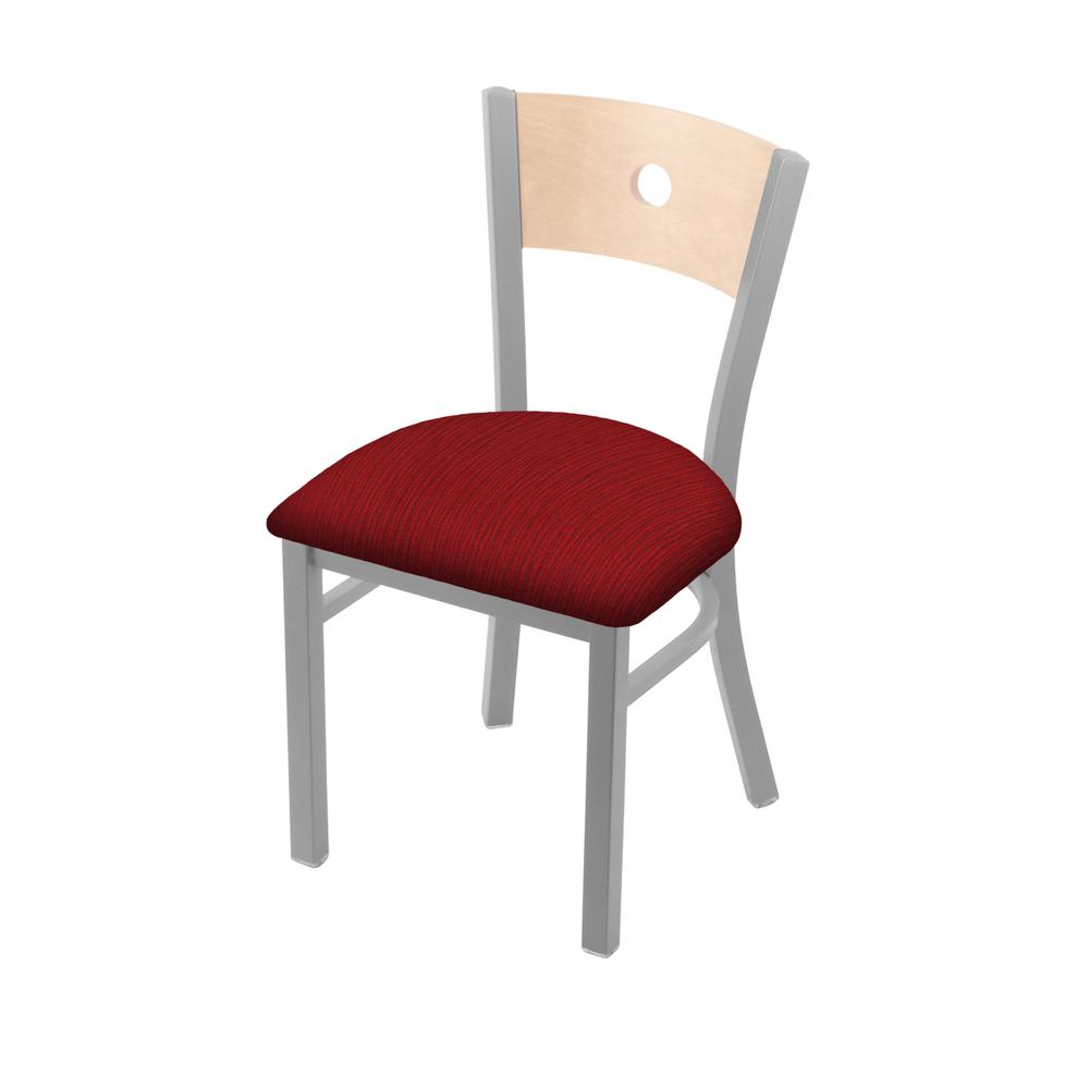 630 Voltaire 18" Chair with Anodized Nickel Finish, Natural Back, and Graph Ruby Seat