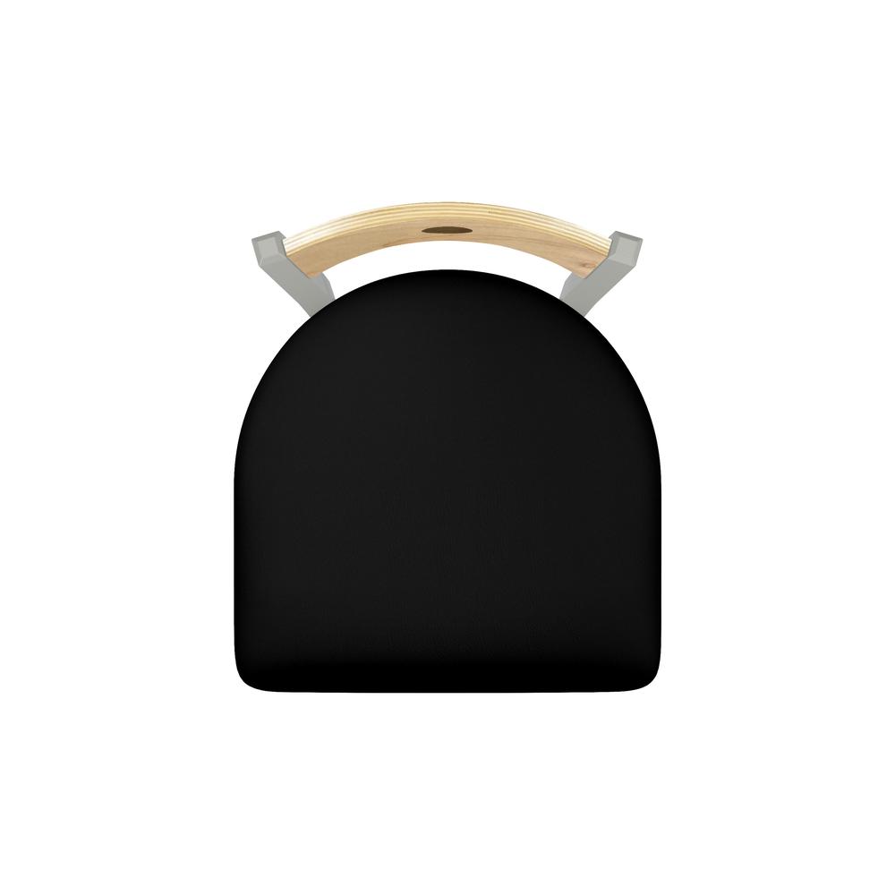 630 Voltaire 18" Chair with Anodized Nickel Finish, Natural Back, and Black Vinyl Seat