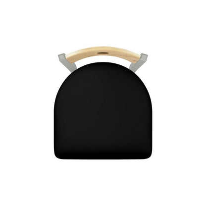 630 Voltaire 18" Chair with Anodized Nickel Finish, Natural Back, and Black Vinyl Seat