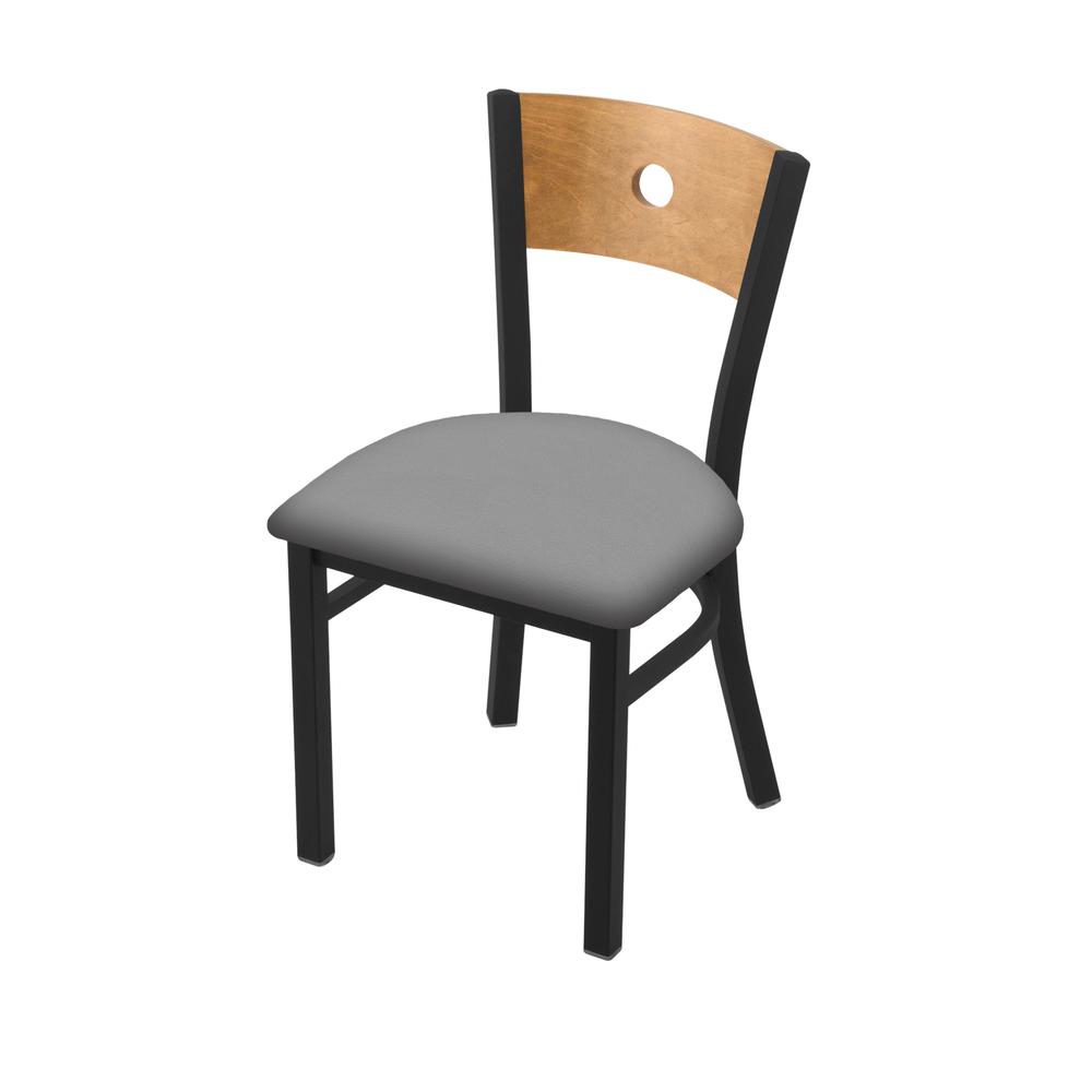 630 Voltaire 18" Chair with Black Wrinkle Finish, Medium Back, and Canter Folkstone Grey Seat