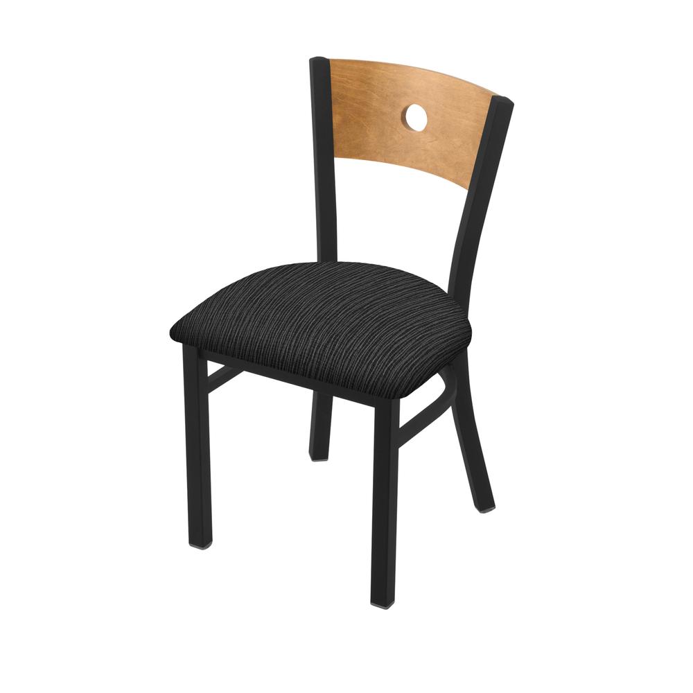 630 Voltaire 18" Chair with Black Wrinkle Finish, Medium Back, and Graph Coal Seat