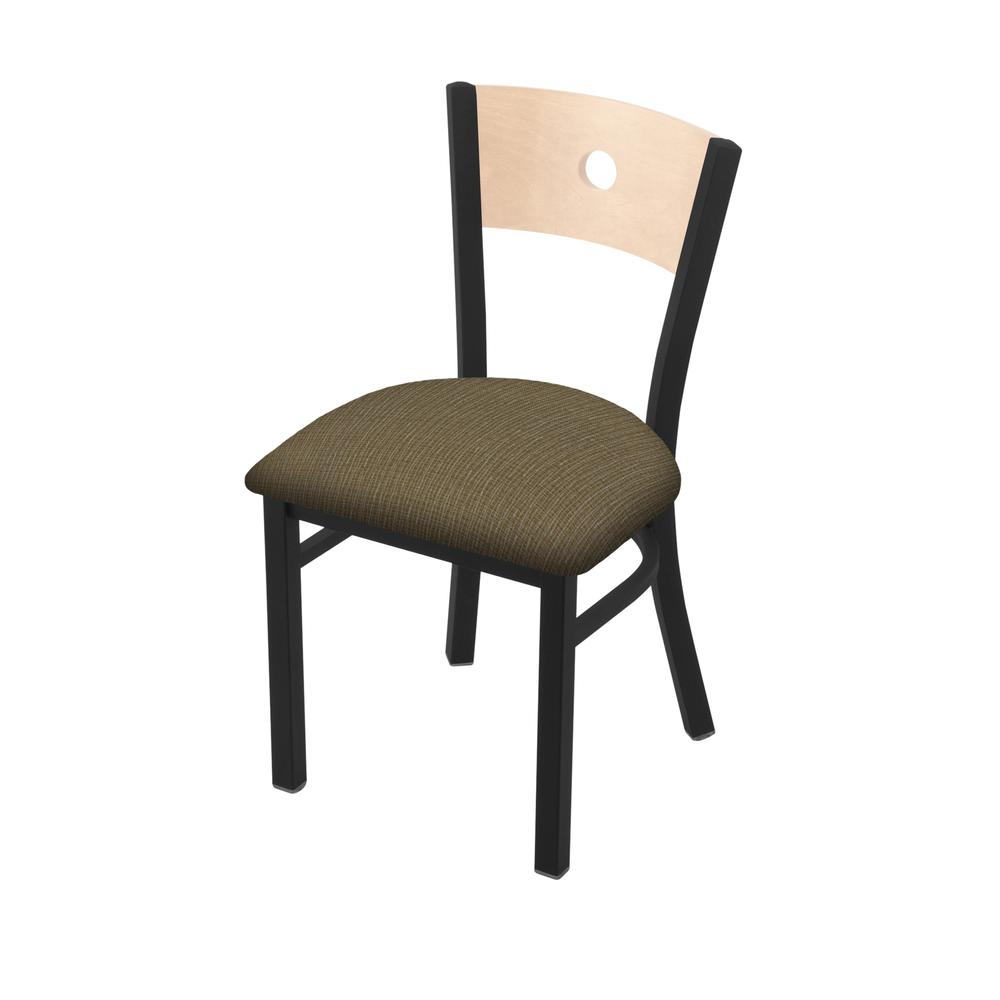 630 Voltaire 18" Chair with Black Wrinkle Finish, Natural Back, and Graph Cork Seat