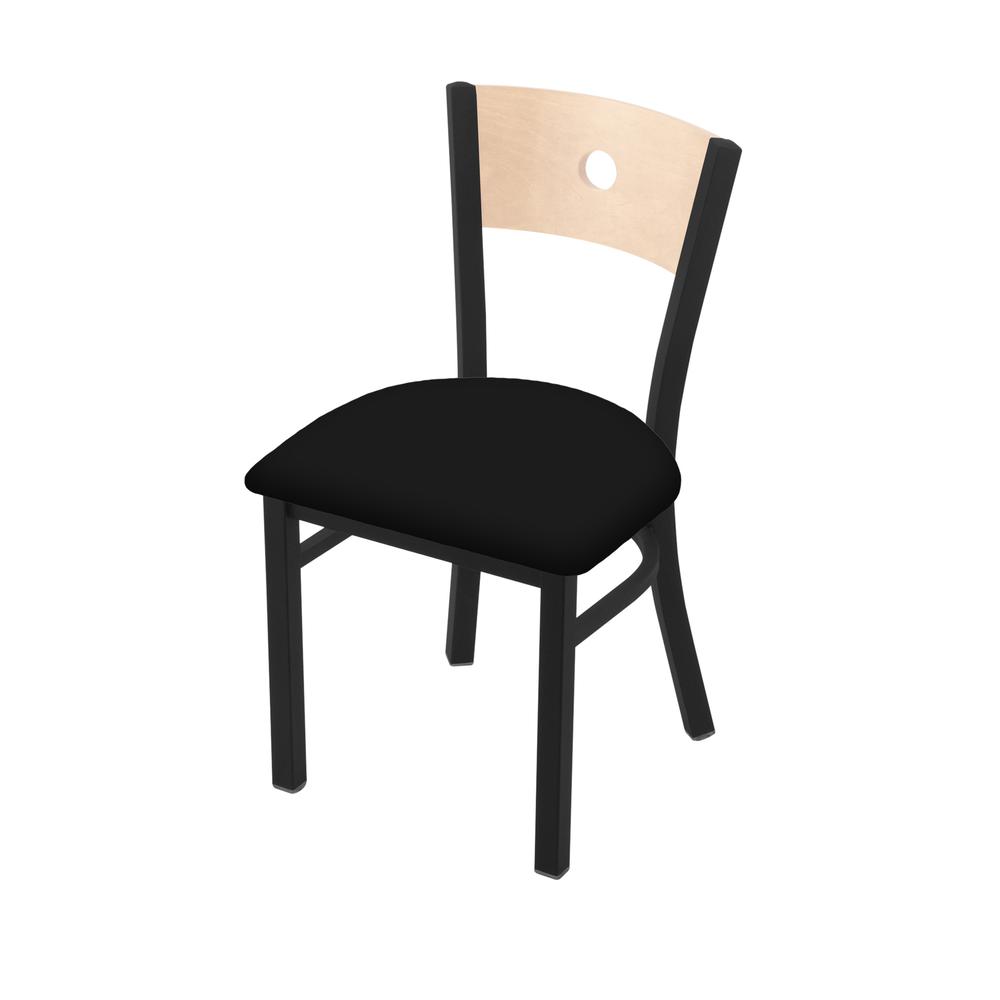 630 Voltaire 18" Chair with Black Wrinkle Finish, Natural Back, and Black Vinyl Seat