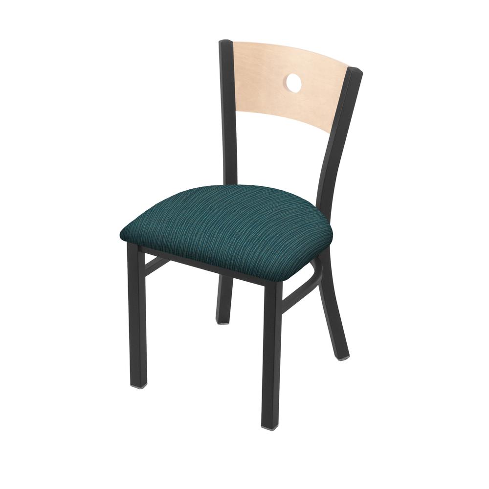 630 Voltaire 18" Chair with Pewter Finish, Natural Back, and Graph Tidal Seat