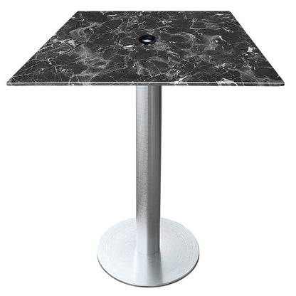 All-Season Table with 32" x 32" Square Black Marble Top with Umbrella Hole