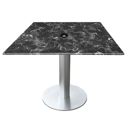 All-Season Table with 32" x 32" Square Black Marble Top with Umbrella Hole