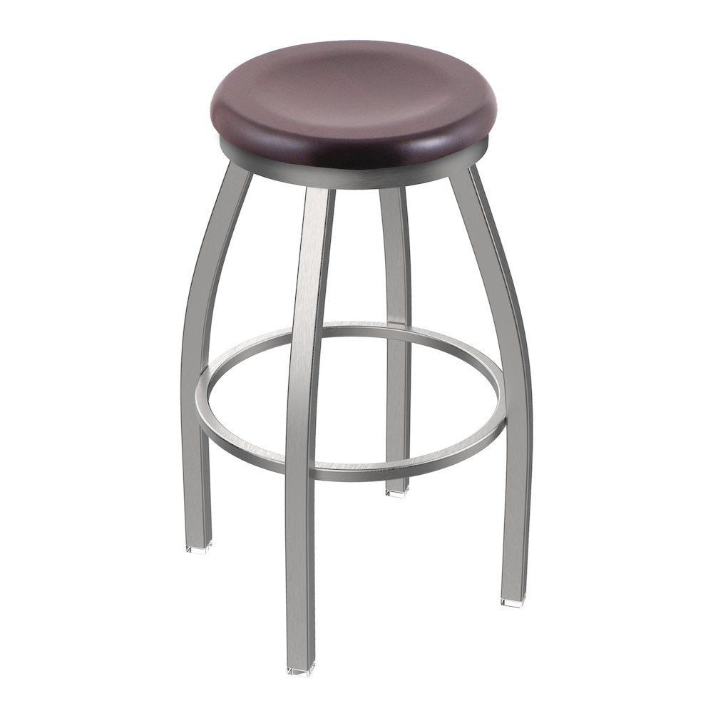 802 Misha Stainless Steel 25" Swivel Counter Stool with Dark Cherry Maple Seat