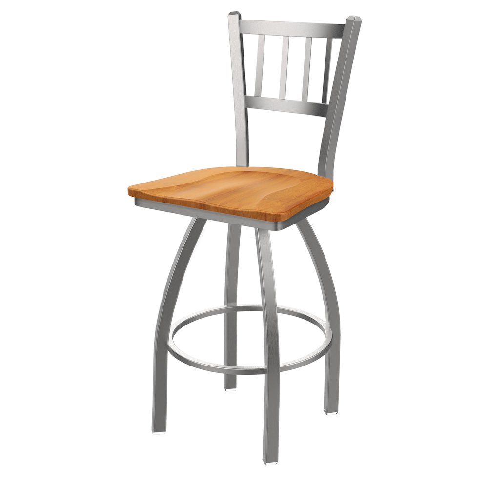 810 Contessa Stainless Steel 25" Swivel Counter Stool with Medium Maple Seat