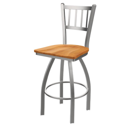 810 Contessa Stainless Steel 25" Swivel Counter Stool with Medium Maple Seat