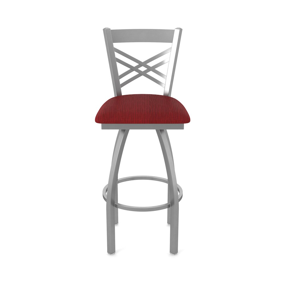 820 Catalina Stainless Steel 36" Swivel Bar Stool with Graph Ruby Seat