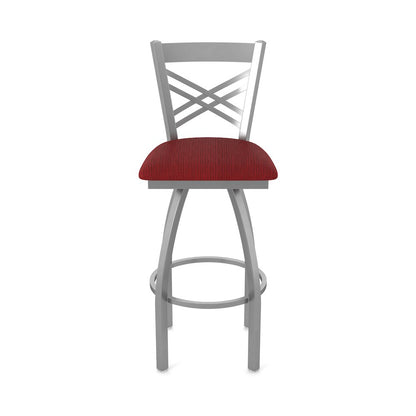 820 Catalina Stainless Steel 36" Swivel Bar Stool with Graph Ruby Seat