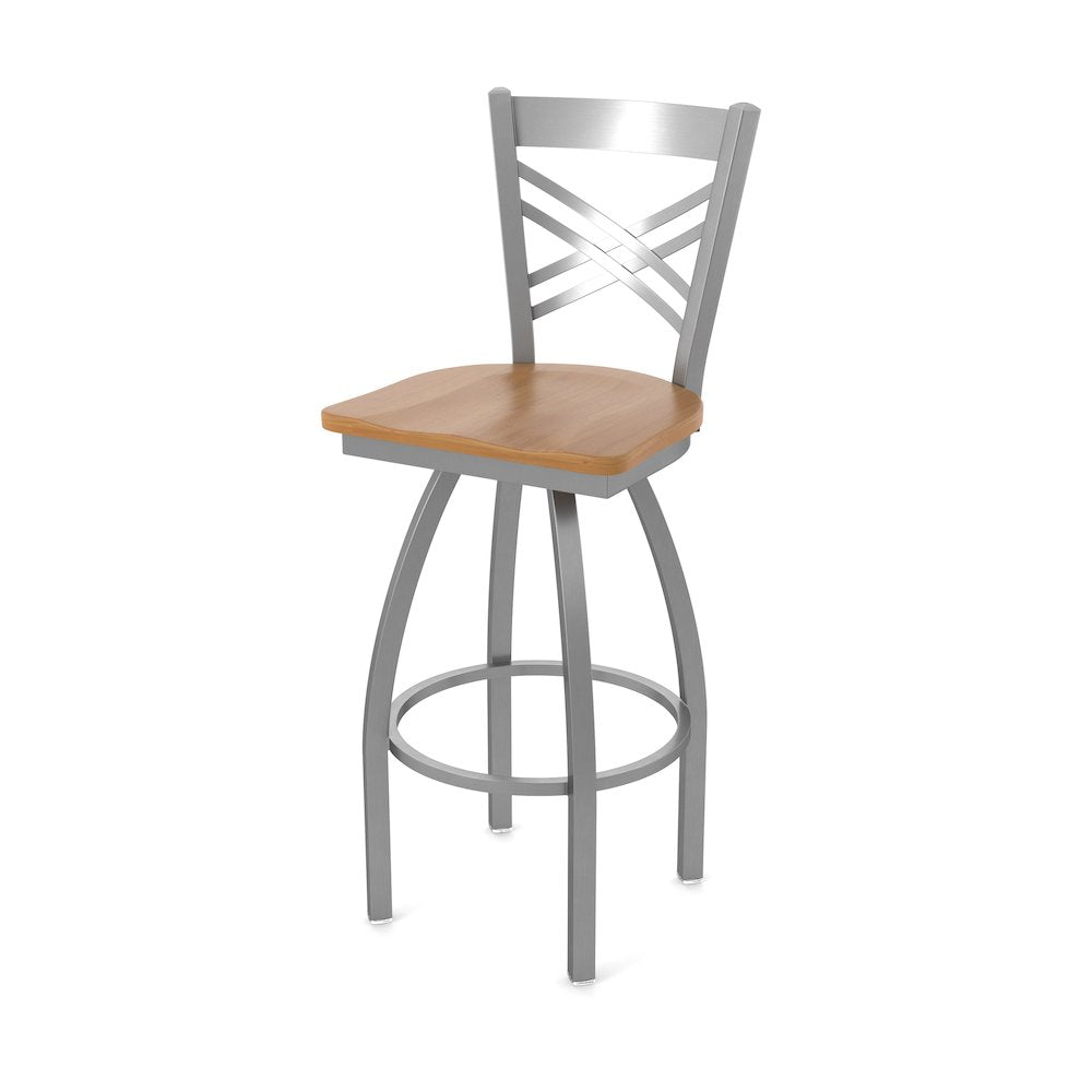 820 Catalina Stainless Steel 25" Swivel Counter Stool with Medium Maple Seat
