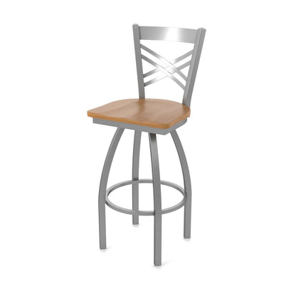 820 Catalina Stainless Steel 25" Swivel Counter Stool with Medium Maple Seat