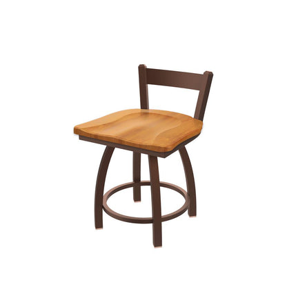 821 Catalina 18" Low Back Swivel Vanity Stool with Bronze Finish and Medium Maple Seat