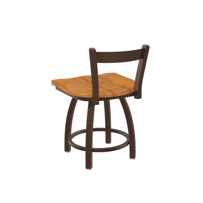 821 Catalina 18" Low Back Swivel Vanity Stool with Bronze Finish and Medium Maple Seat