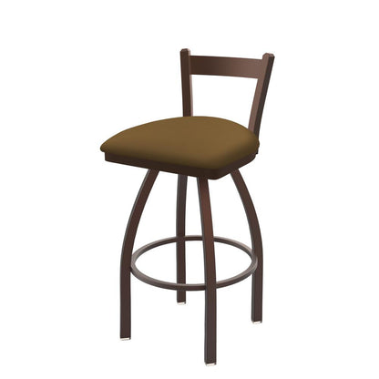 821 Catalina 30" Low Back Swivel Bar Stool with Bronze Finish and Canter Saddle Seat
