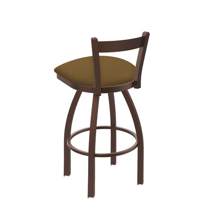 821 Catalina 30" Low Back Swivel Bar Stool with Bronze Finish and Canter Saddle Seat