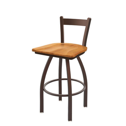 821 Catalina 30" Low Back Swivel Bar Stool with Bronze Finish and Medium Maple Seat