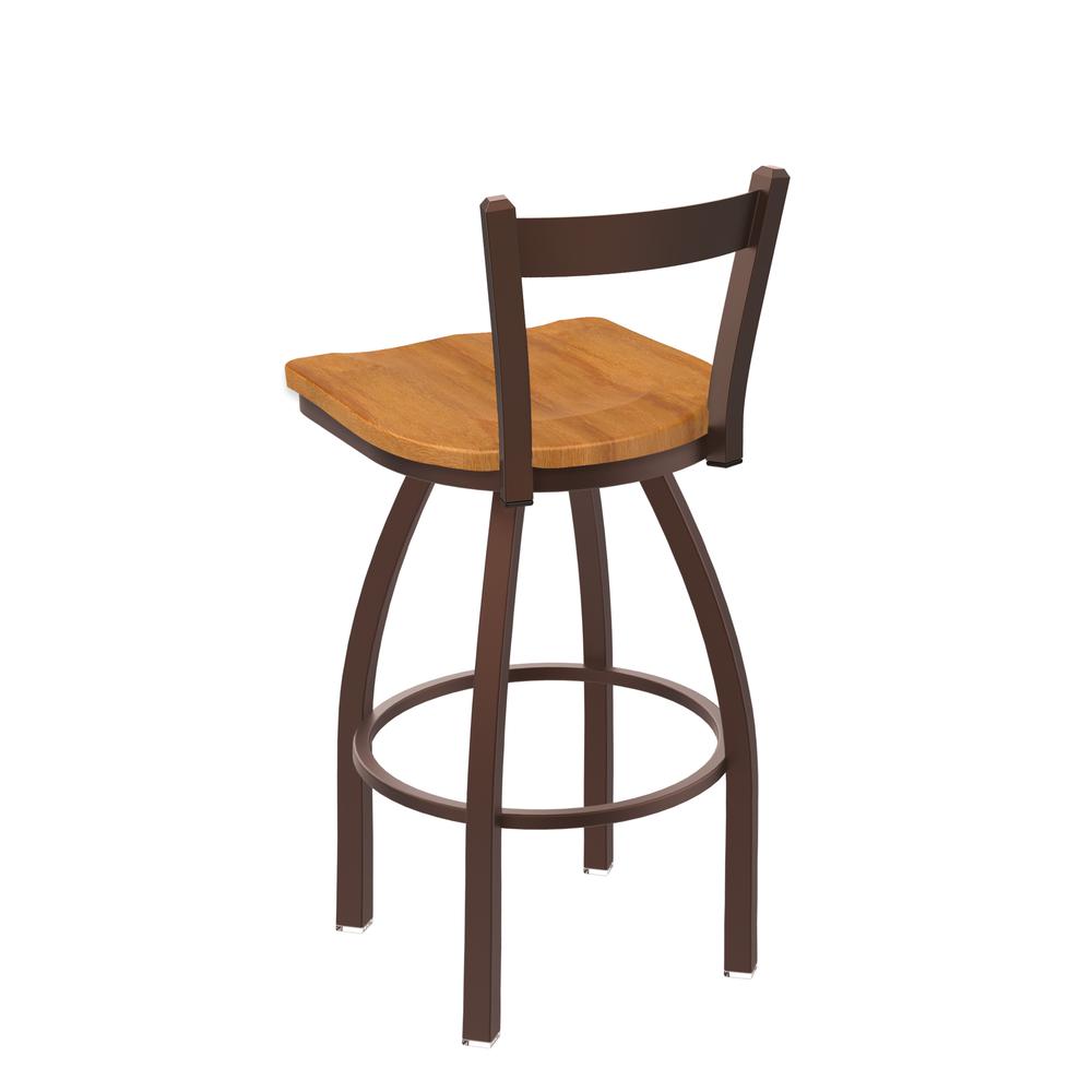 821 Catalina 30" Low Back Swivel Bar Stool with Bronze Finish and Medium Maple Seat