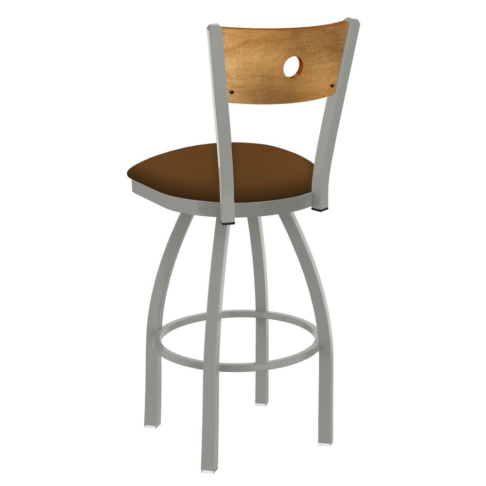 830 Voltaire 36" Swivel Counter Stool with Anodized Nickel Finish, Medium Back, and Canter Thatch Seat