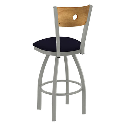 830 Voltaire 36" Swivel Counter Stool with Anodized Nickel Finish, Medium Back, and Canter Twilight Seat