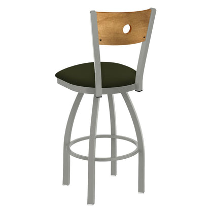 830 Voltaire 36" Swivel Counter Stool with Anodized Nickel Finish, Medium Back, and Canter Pine Seat