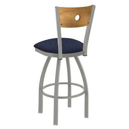 830 Voltaire 36" Swivel Counter Stool with Anodized Nickel Finish, Medium Back, and Graph Anchor Seat