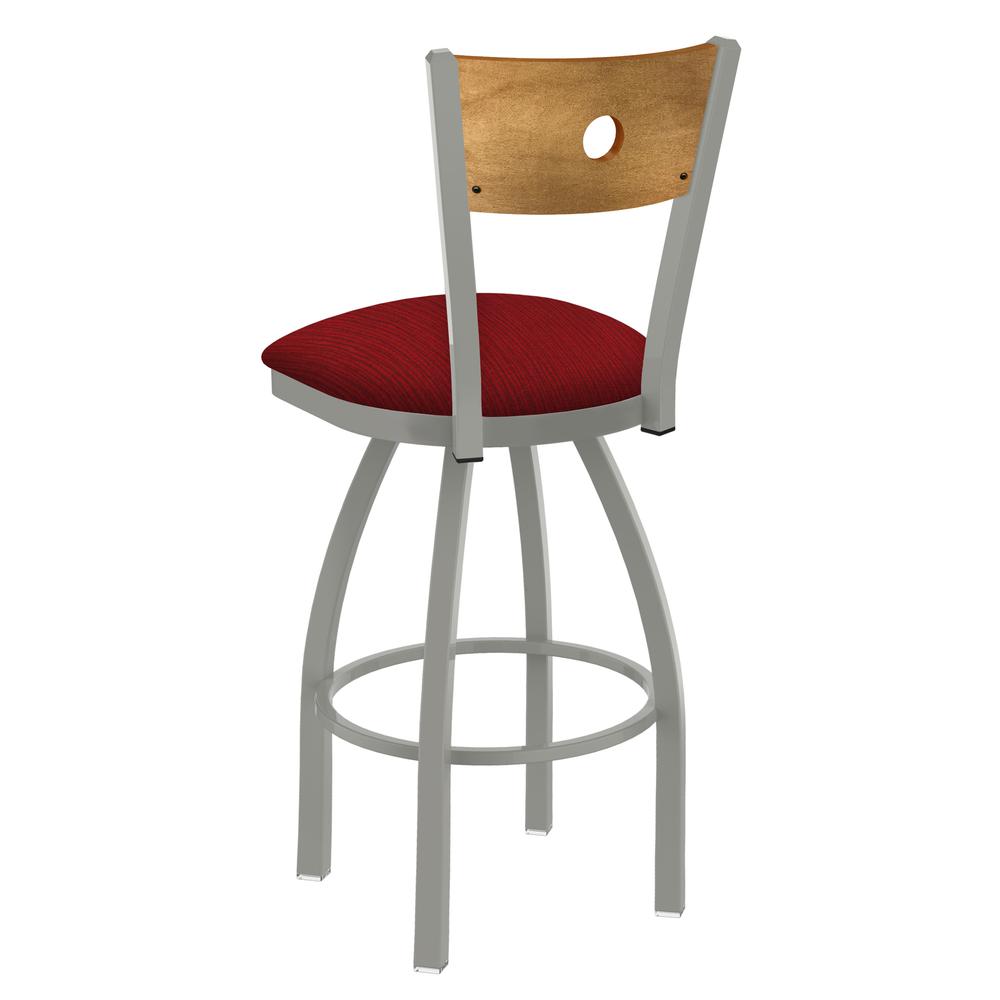 830 Voltaire 36" Swivel Counter Stool with Anodized Nickel Finish, Medium Back, and Graph Ruby Seat