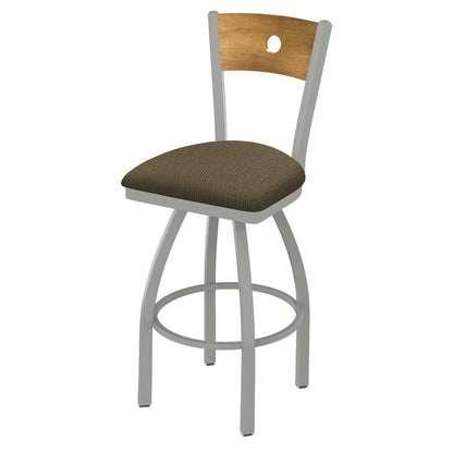 830 Voltaire 36" Swivel Counter Stool with Anodized Nickel Finish, Medium Back, and Graph Cork Seat