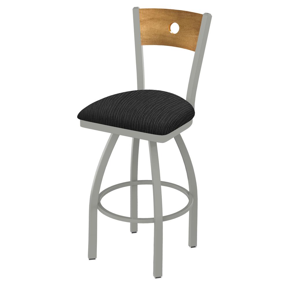 830 Voltaire 36" Swivel Counter Stool with Anodized Nickel Finish, Medium Back, and Graph Coal Seat