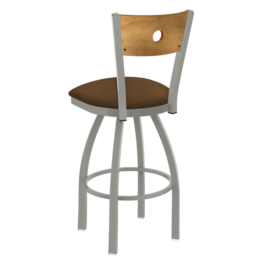 830 Voltaire 36" Swivel Counter Stool with Anodized Nickel Finish, Medium Back, and Rein Thatch Seat