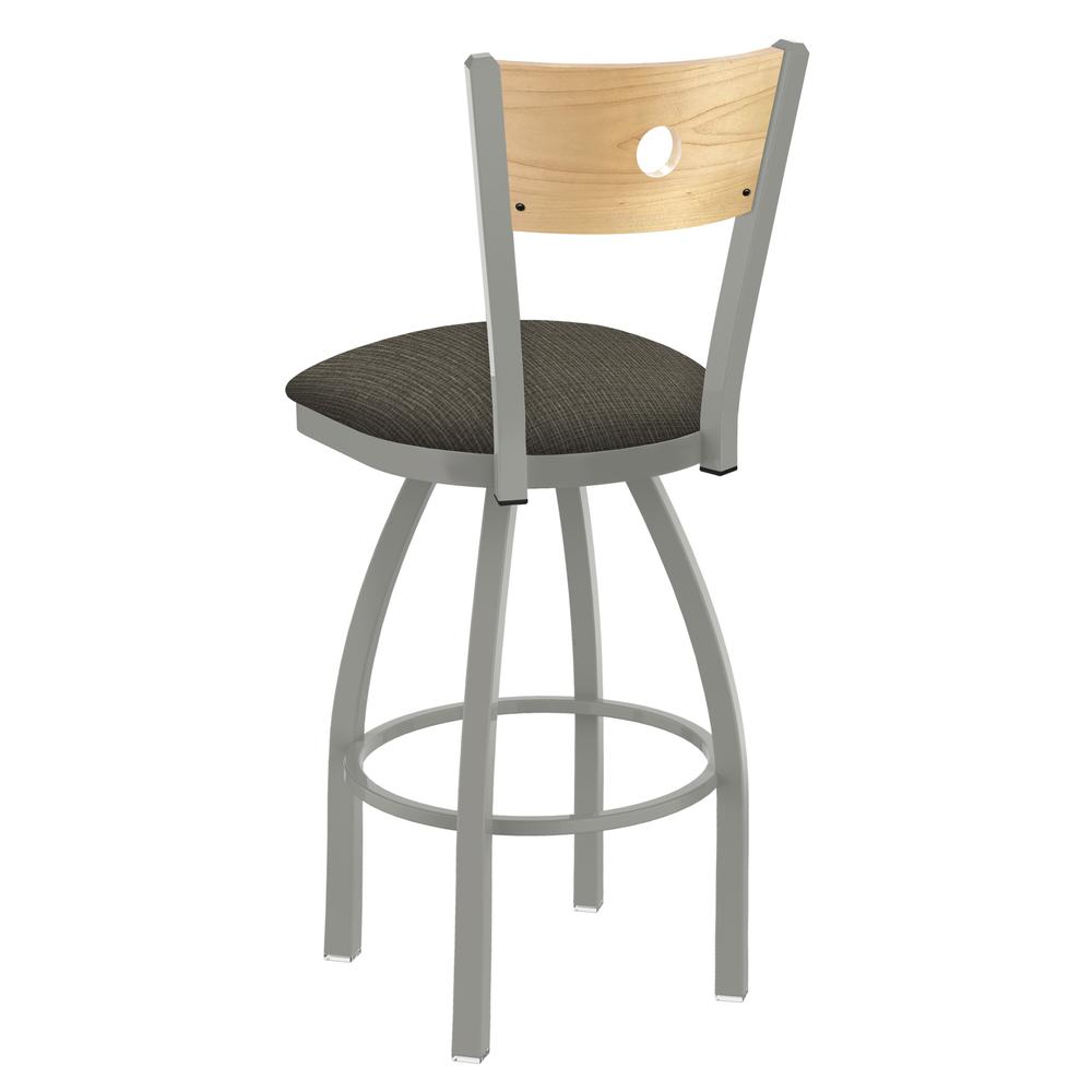 830 Voltaire 36" Swivel Counter Stool with Anodized Nickel Finish, Natural Back, and Graph Chalice Seat