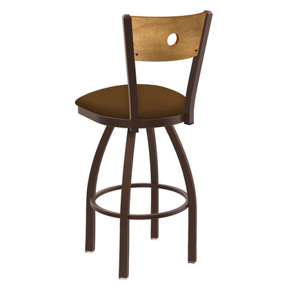 830 Voltaire 36" Swivel Counter Stool with Bronze Finish, Medium Back, and Canter Thatch Seat