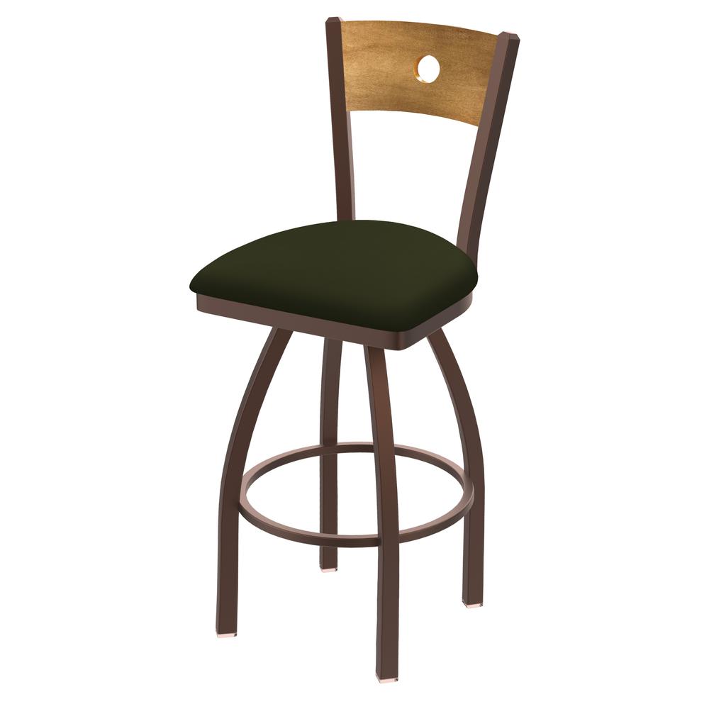 830 Voltaire 30" Swivel Counter Stool with Bronze Finish, Medium Back, and Canter Pine Seat