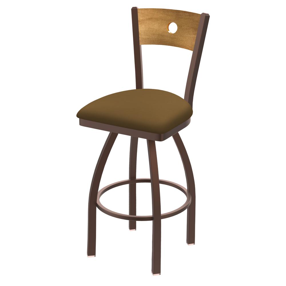 830 Voltaire 30" Swivel Counter Stool with Bronze Finish, Medium Back, and Canter Saddle Seat