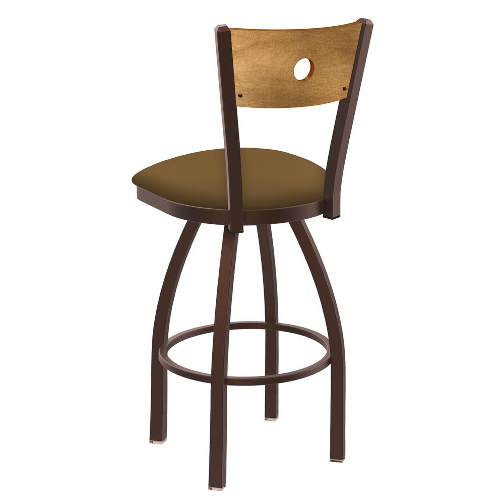 830 Voltaire 36" Swivel Counter Stool with Bronze Finish, Medium Back, and Canter Saddle Seat