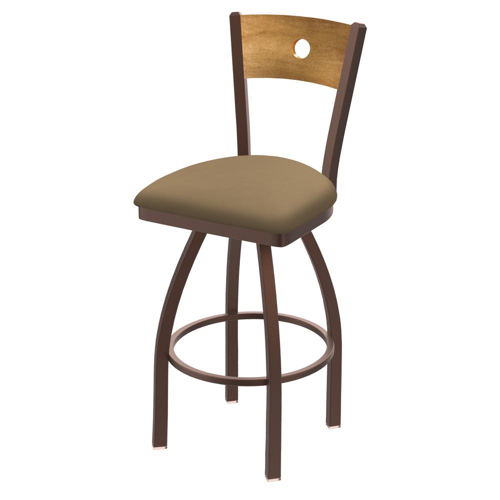 830 Voltaire 30" Swivel Counter Stool with Bronze Finish, Medium Back, and Canter Sand Seat