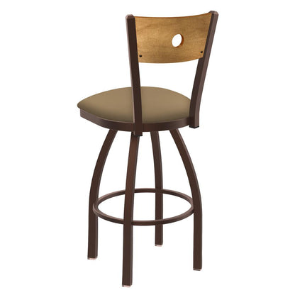 830 Voltaire 36" Swivel Counter Stool with Bronze Finish, Medium Back, and Canter Sand Seat