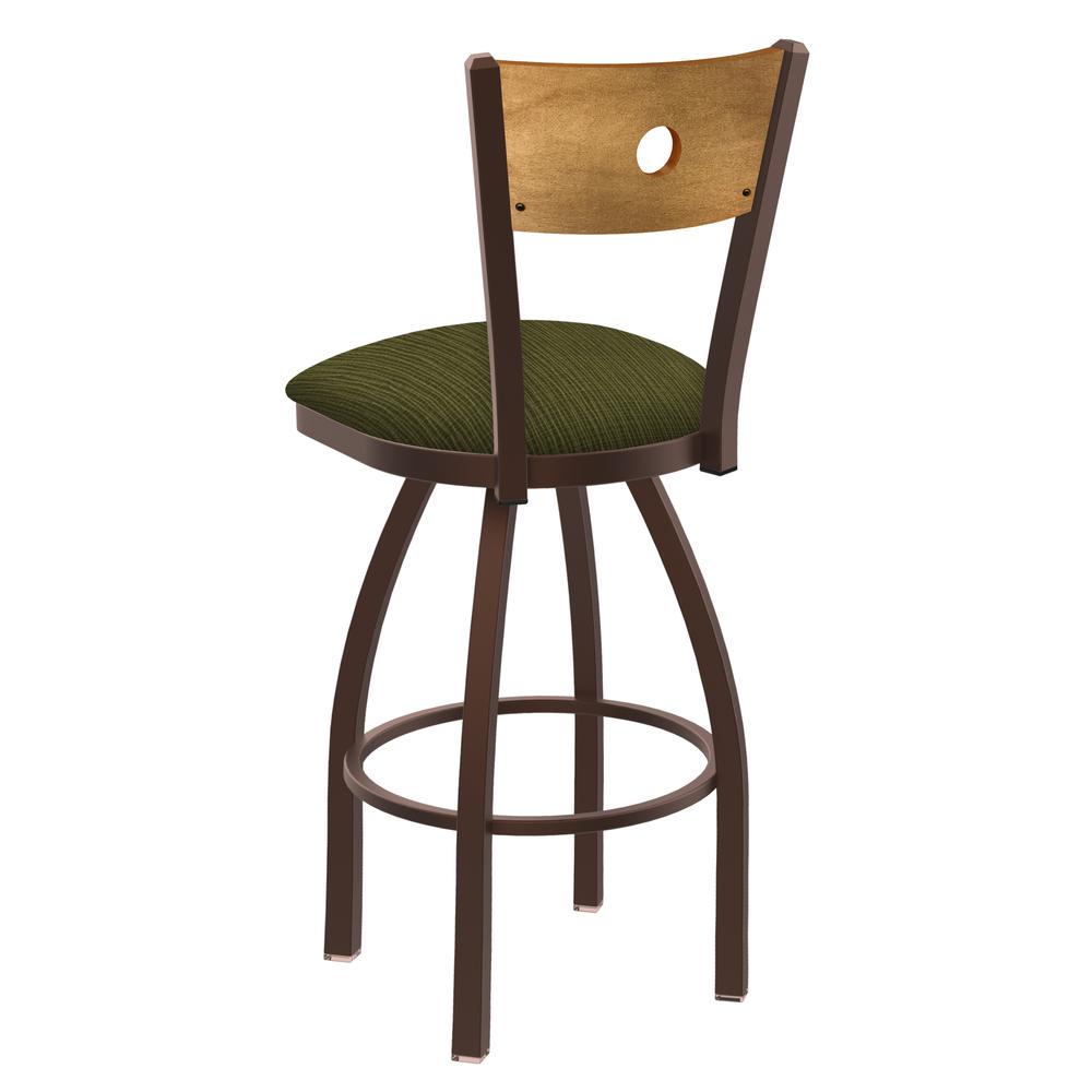 830 Voltaire 36" Swivel Counter Stool with Bronze Finish, Medium Back, and Graph Parrot Seat