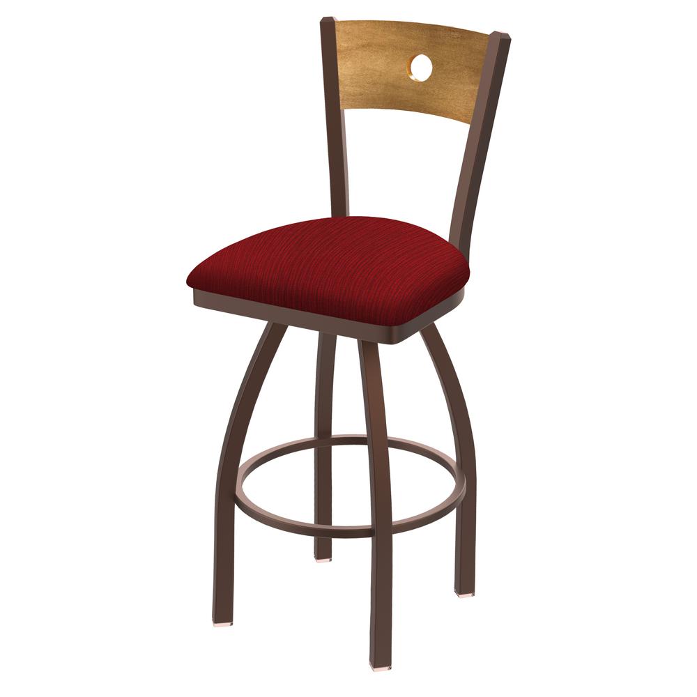 830 Voltaire 30" Swivel Counter Stool with Bronze Finish, Medium Back, and Graph Ruby Seat
