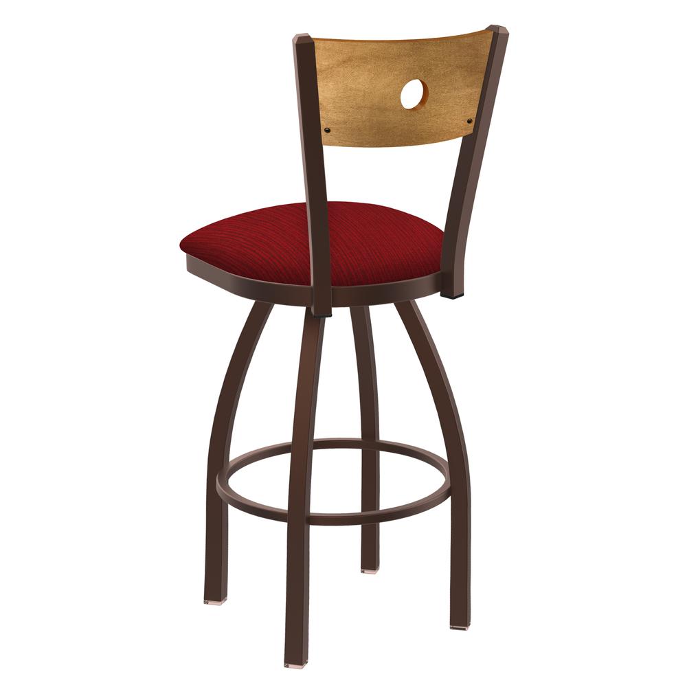 830 Voltaire 36" Swivel Counter Stool with Bronze Finish, Medium Back, and Graph Ruby Seat