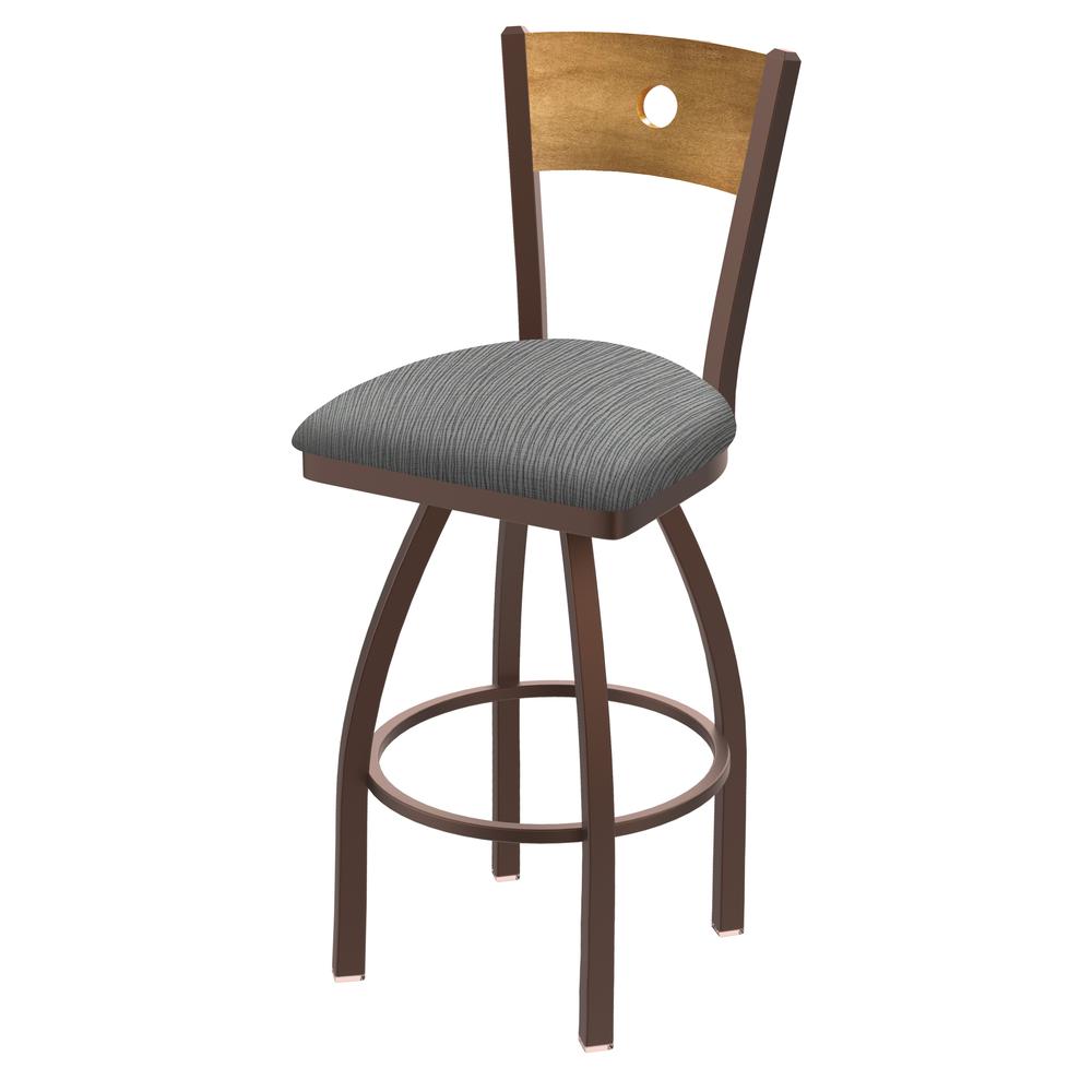 830 Voltaire 30" Swivel Counter Stool with Bronze Finish, Medium Back, and Graph Alpine Seat