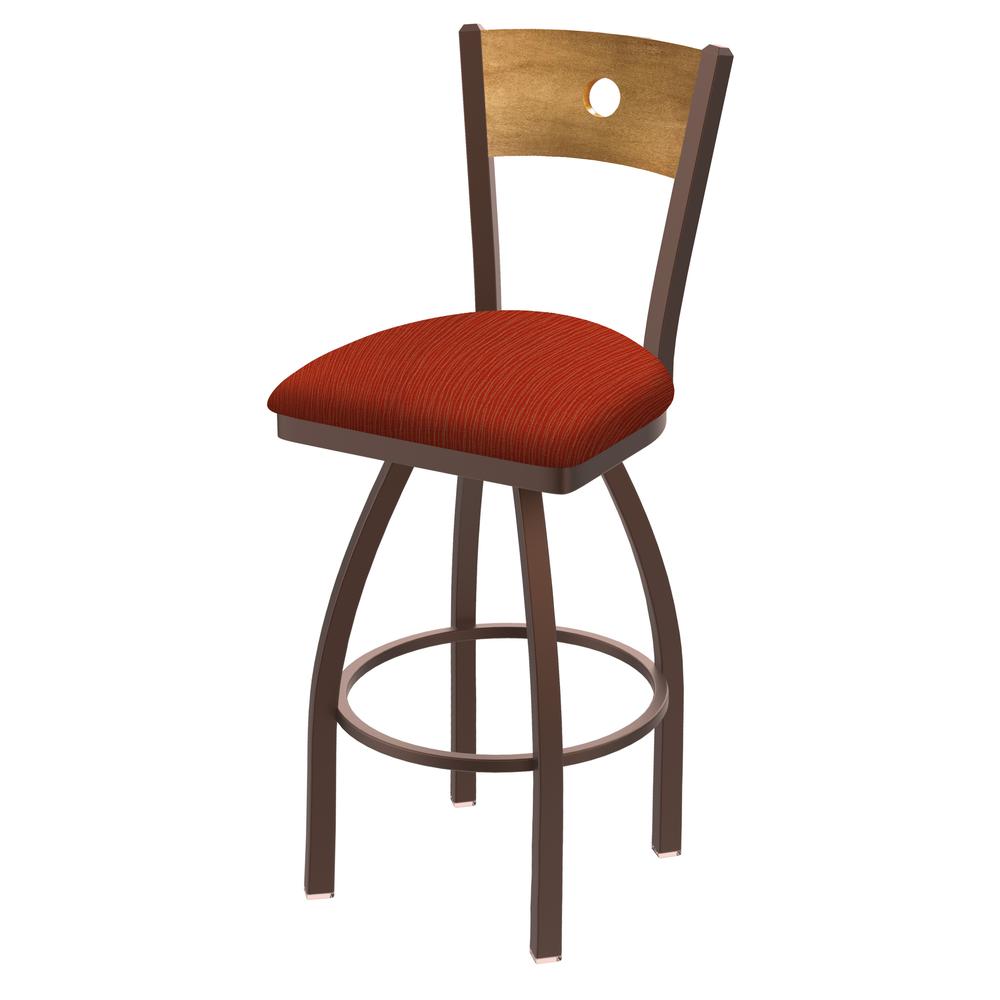 830 Voltaire 30" Swivel Counter Stool with Bronze Finish, Medium Back, and Graph Poppy Seat